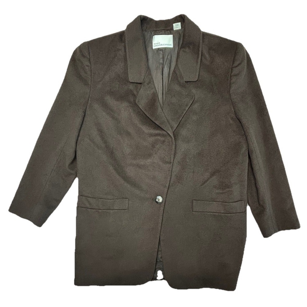 Vintage‎ Dana Buchman Blazer 10 Brown 100% Cashmere USA Tailored Jacket Luxury